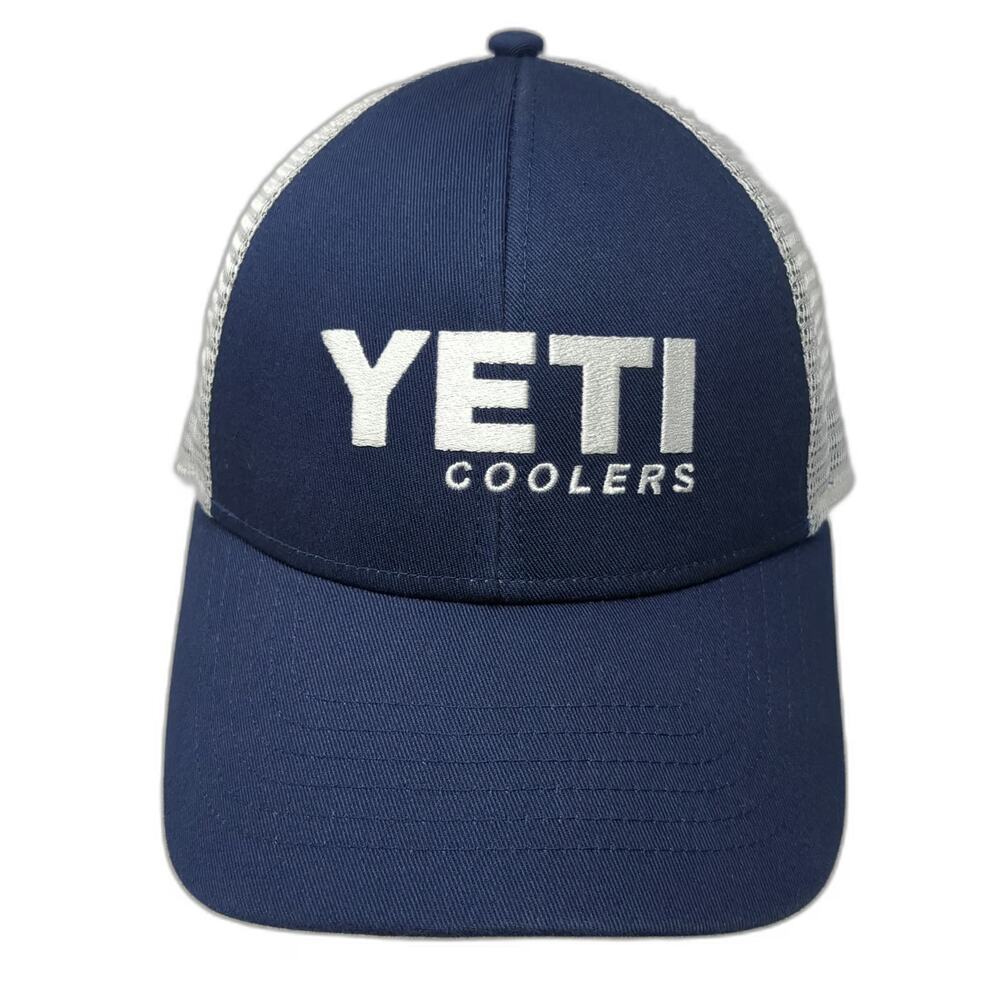 YETI Trucker Hat Blue One Size Mesh Back Snapback Built for the Wild Coolers